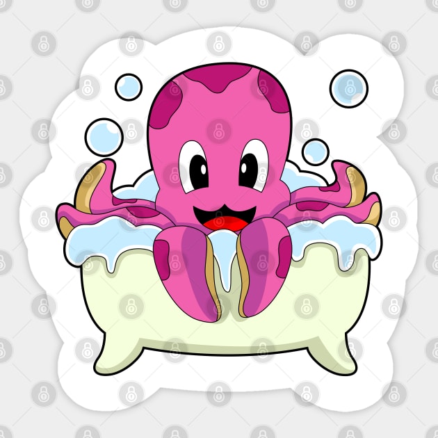 Octopus Bathe Bathtub Sticker by Markus Schnabel